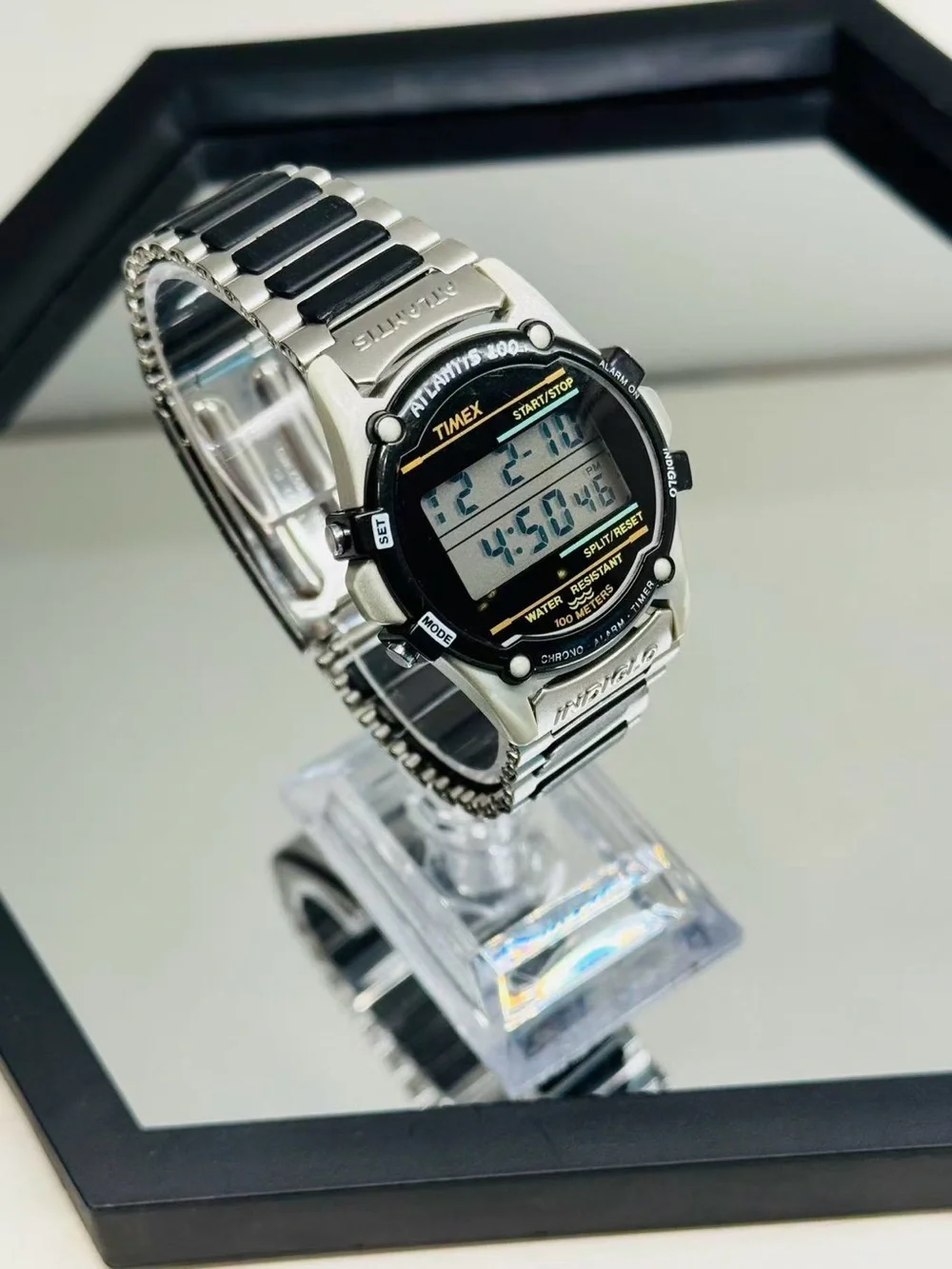 Vintage Timex Atlantis 100 Indiglo Digital Men Watch 39mm WR100M New Battery